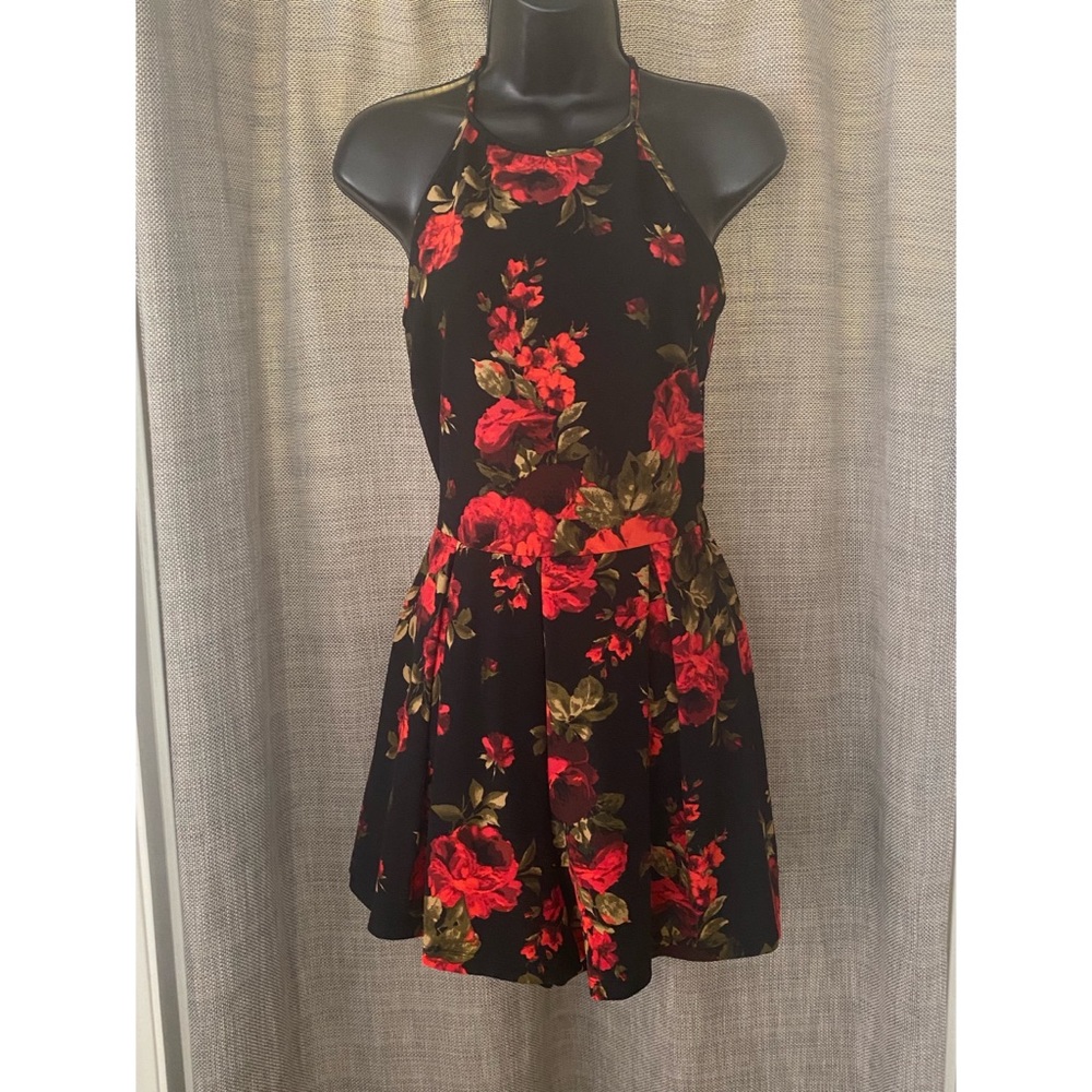 Floral & Black Lace Romper